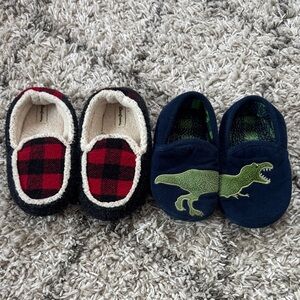 Plaid and Dinosaur Slippers